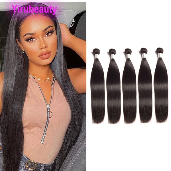 

peruvian brazilian 5 bundles silky straight malaysian double wefts 100% human hair extensions 10-32inch natural color yirubeauty, Black