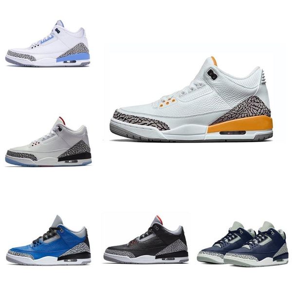 

beige grey jumpman 3 men sports basketball shoes varsity royal racing red cement black and white big lightning north carolina blue flam233c