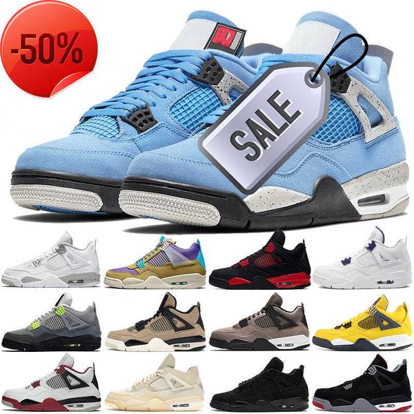 

university blue jumpman 4 4s mens basketball shoes white oreo metallic purple black cat bred shimmer cactus jack men women sneakers us