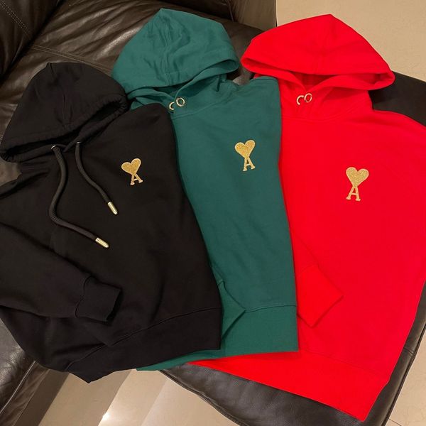 

christmas series plush hooded gold love sweater for men and women, Black