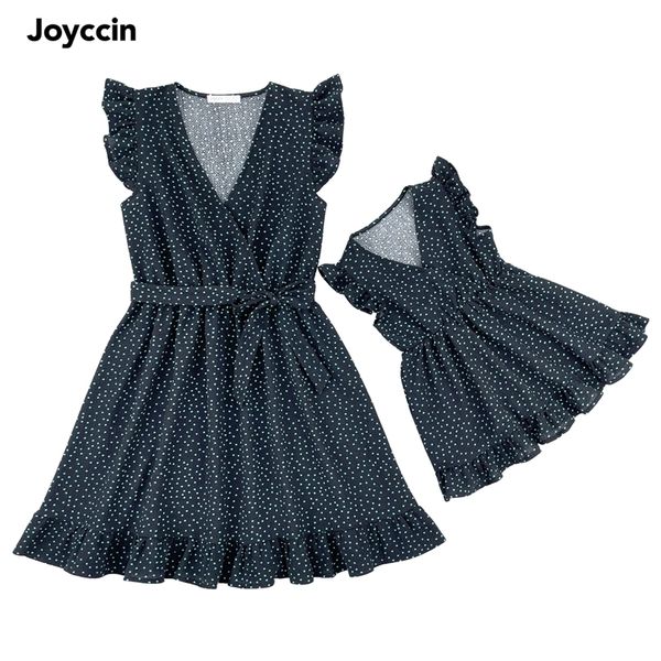 

family matching outfits joyccin mother kids cross wrap v-neck clothing ruffle flutter-sleeve family matching outfits all over dots boho vaca, Blue