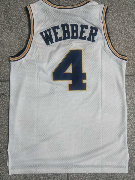 

men's #4 chris webber basketball jersey embroidery stitches, Gray