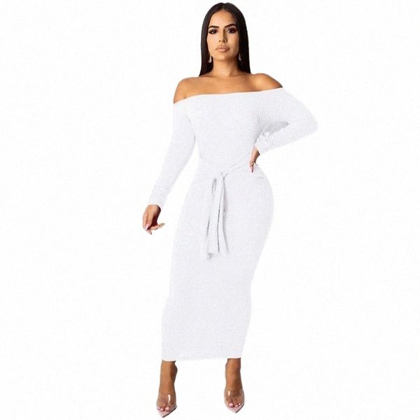 

casual dresses tmustobe autumn off shoulder maxi dress slash neck women bandage long sleeve party bodycon backless vestidos sashes mujer c1y, Black;gray