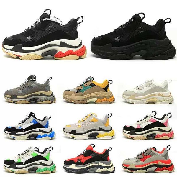 

shoes triple s men women casual 17fw all over designer platform sneakers black white beige teal blue bred red pink mens ''