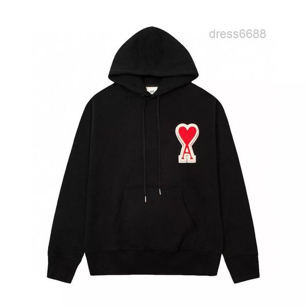 

hoodie designer ami2022 fall of ader hooded love badge peach heart a embroidery large version off shoulder style couple jumper 95kn, Black