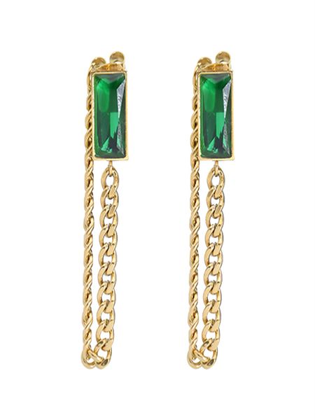 

designer dangle natural green diamond stone gold earrings girls party gift new korean fashion indian christmas gift female jewelry, Silver