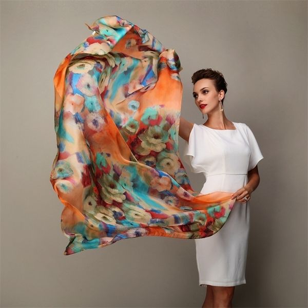 

scarves winter fashion womens scarf mulberry silk shawl female long blue and coffee 180x110cm 220913, Blue;gray