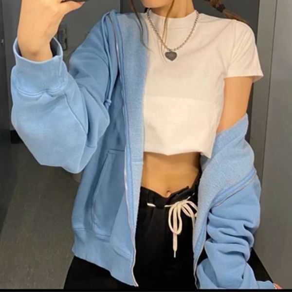 

women s jackets 7 color autumn fashion zipper hoodies solid long sleeve sweatershirt femme casual loose oversize thick winter outerwear 2209, Black;brown