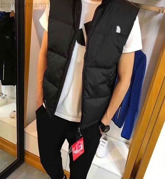 

222ss designer men's nort faces vest down cotton autumn and winter trend stand collar slim thickened vest casual warm red jacket coat, Black;white