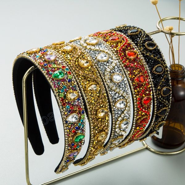 

luxury full diamond headband fashion hair accessories for women trend shiny party hairband hair band girl headwear, Slivery;white
