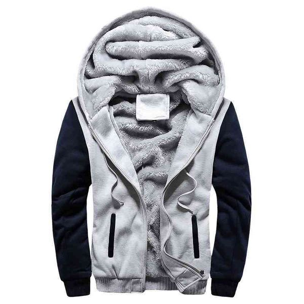 

men's clothing hoodies sweatshirts 2022 men winter thick warm fleece zipper coat sportwear male streetwear 4xl 5xl, Black