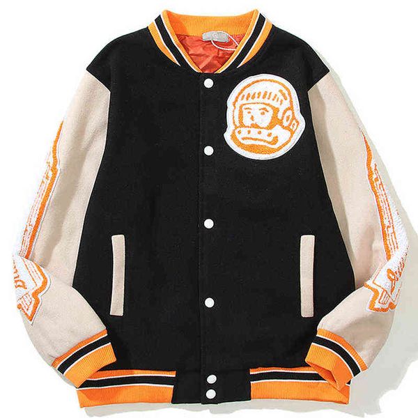 Erkek Ceket Hip Hop Erkekler Varsity Ceket Harajuku Vintage Bomber Ceket Astronot Gevşek Spor Beyzbol Üniforma Stil Sokak Giyim Yeni T2