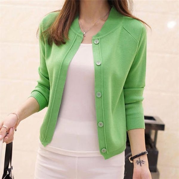 

women s knits tees spring and autumn short coat korean version of loose sweater ladies shirt bottoming knit cardigan thin zx226 220914, White