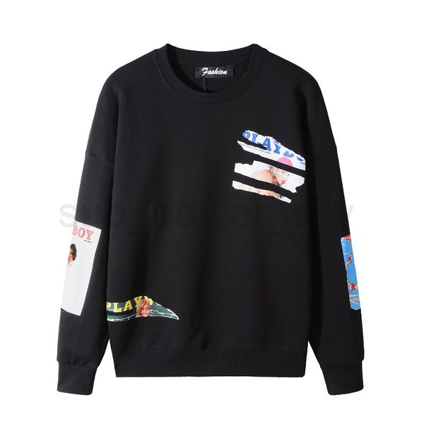 

men's hoodies amirs sweatshirts trendy round neck hoodless designer shirt print pullover loose round neck fashion sweater, Black