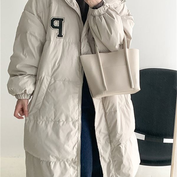 

womens down parkas syiwidii long winter coat women fall stand collar oversized korean fashion jackets loose streetwear thicken warm outwear, Black