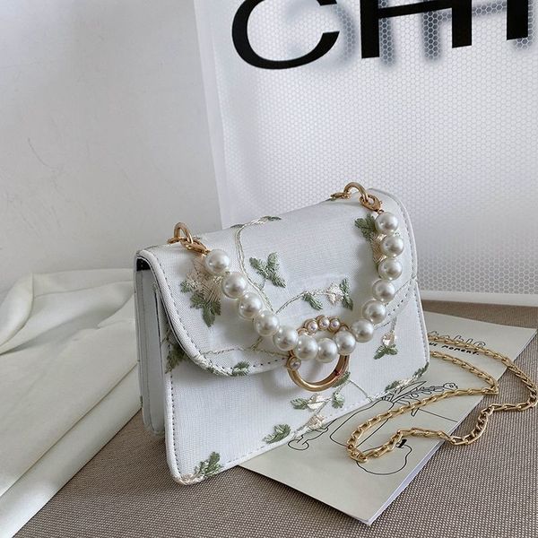 

evening bags crossbody women backpack designer shoulder female handbag purse retro chain beaded flower fashion pu leather simple 220913