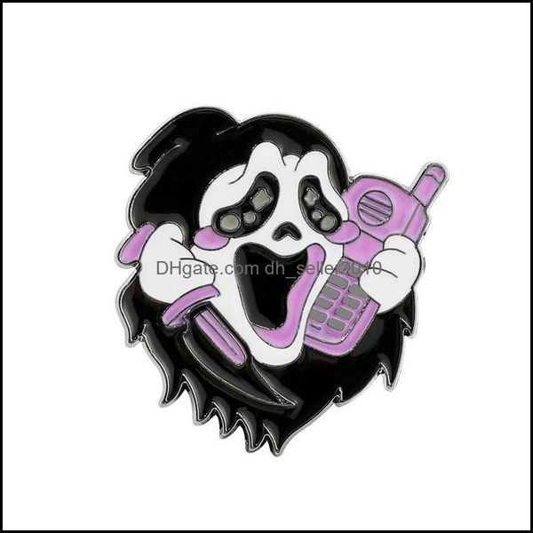 

pins brooches scream killer brooch enamel pin backpack t-shirt lapel badges halloween glitter pink fashion gifts 6153 q2 drop delive dhwu4, Gray