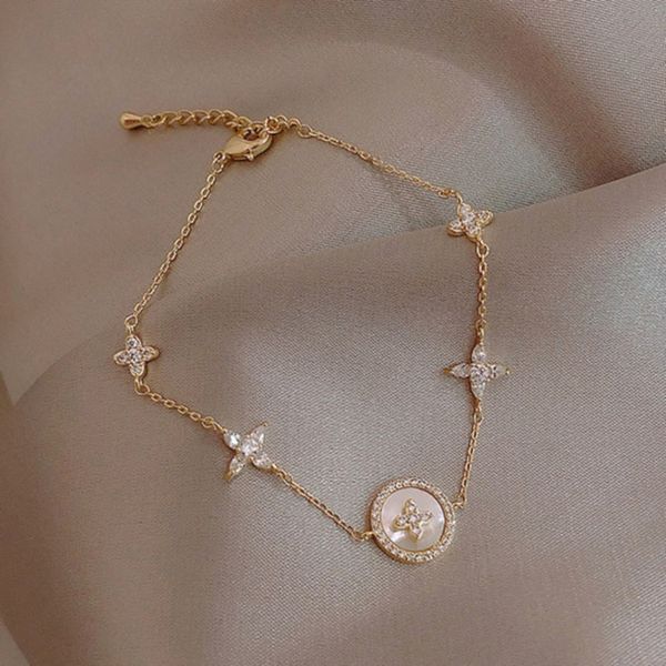 

women's classic bracelets brand zircon inlaid plum blossom cross light luxury fashion designer female high-grade feeling ring chain bra, Black