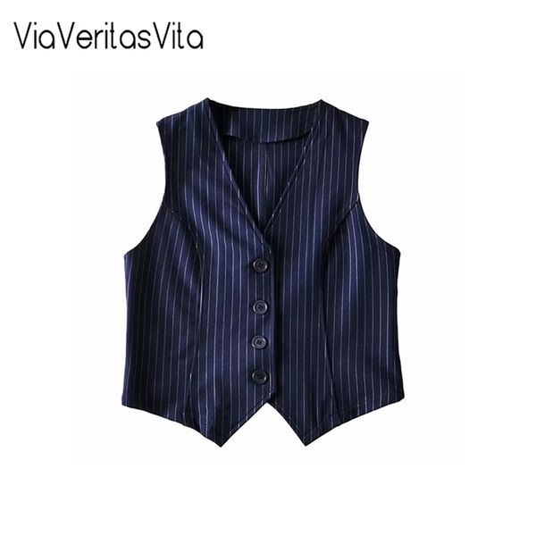 

women's vests stripe vest suit women elegant ol waistcoat vest v-neck career ladies crop office formal work wear outerwear autumn muje, Black;white