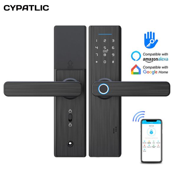 

bluetooth ttlock smart digital card fingerprint door lock for apartments