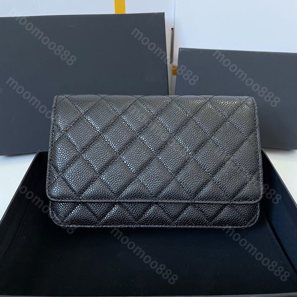 

10a tier mini wallet on chain bag womens real patent leather caviar lambskin quilted purse mirror card holder luxury designer black flap bag