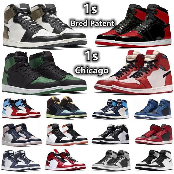 

men's basketball shoes 1 1s sneakers chicago reimagined bred patent dark mocha pine green rebellionaire grey fog fearless obsidian men
