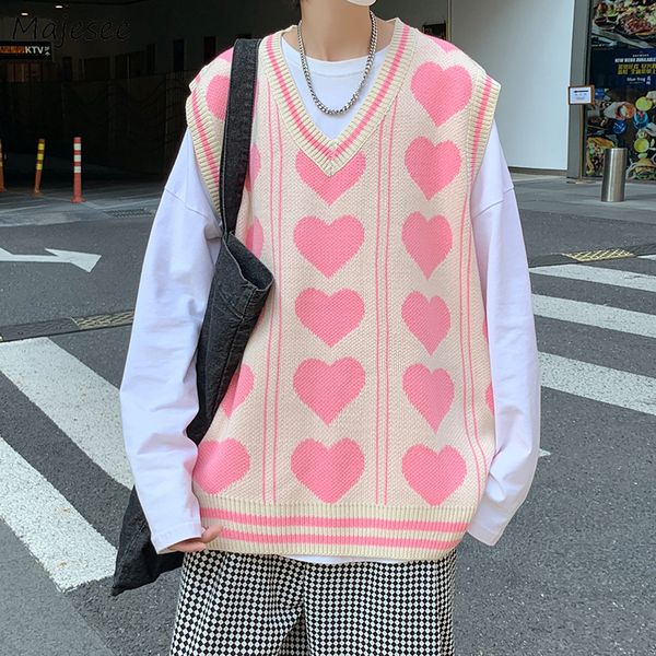 

men s sweaters v neck sweater vests men love knitting fashion hipsters hip hop streetwear retro jumpers sleeveless aesthetic leisure bf coup, White;black