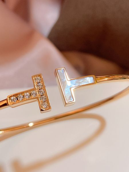 

luxury bangle women double t fashion designer jewelry bracelets fritillary gold diamond bangles 1m9t2, Black