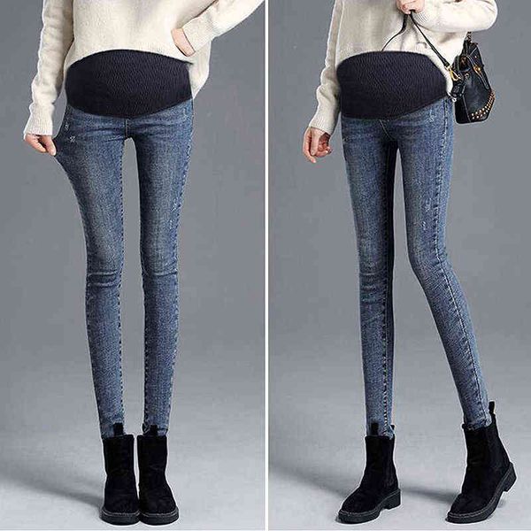 

sleep lounge & pregnancy warm thick denim pants winter fl j220823, White