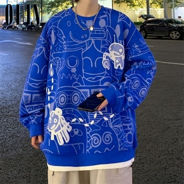 

mens hoodies sweatshirts oein cartoon graphic mens hoodies oversized fashion male pullovers hip hop y2k streetwear clothing brand sweatshirt, Black