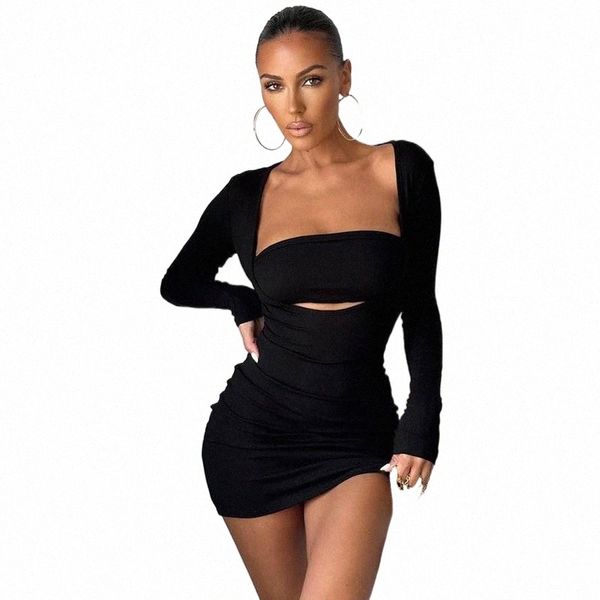 

casual dresses autumn long sleeve strapless dress women fashion bodycon party ribbed female streetwear regular vestidos robe 2021 20rf#, Black;gray