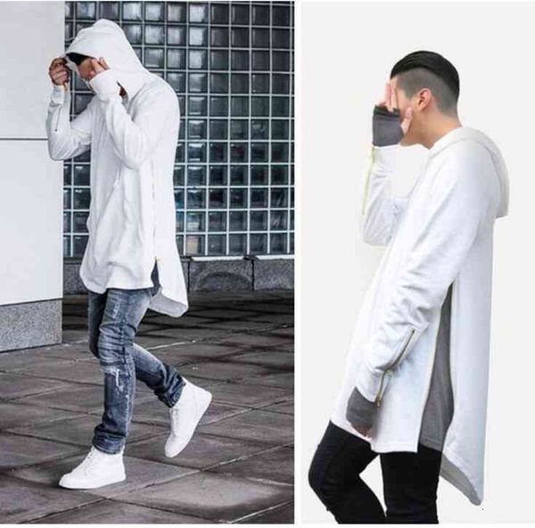 

men's clothing mens hoodies street style new arrival long sleeve and sweatshirts with pocket side zippers, Black