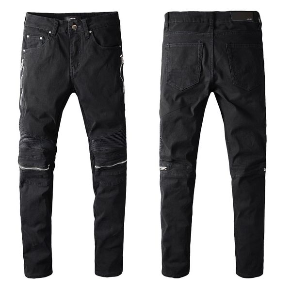 

2021 mens jeans distressed motorcycle biker jean rock skinny slim ripped hole letter uality brand hip hop denim pants 627, Blue