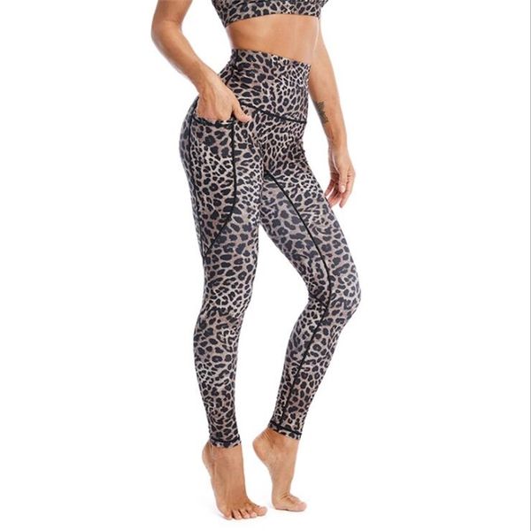 

women's leggings pluz size women leopard yoga pants fitness leggings pocket gym tights women running pants workout trousers women sport, Black