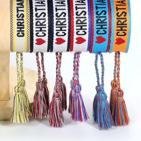 

fashion classic brand embroidery bracelets luxury women men bangles friendship charm bracelet woven adjustable tassel vintage couple braided, Golden;silver
