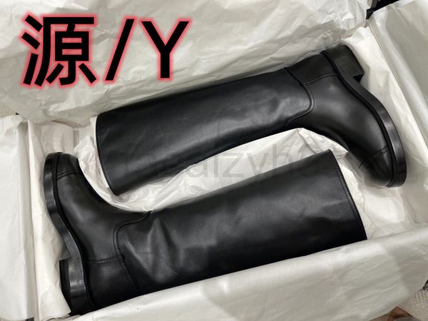 

boots designer small fragrant long for women in autumn and winter 2022 flat bottomed cavalry boots knee high british style thin, Black