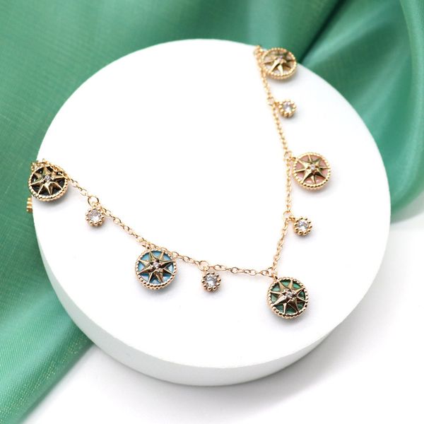 

luxury anise star double side designer pendant necklace d brand classic gold link chain necklaces choker wedding party jewelry, Silver