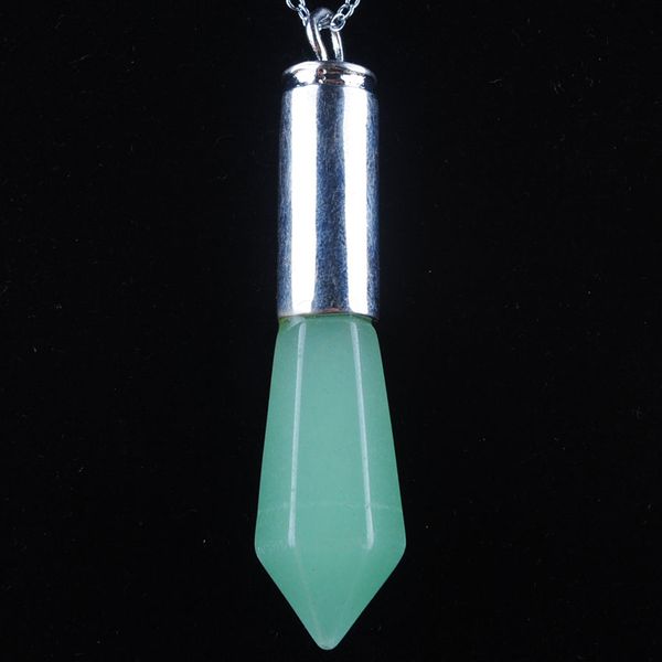 

fashion luxury natural hexagonal pillar opal crystal pendant chakra stone jewelry making necklace bn302, Silver