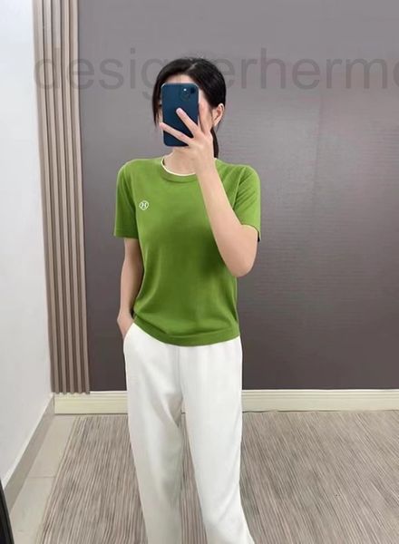 

women's tracksuits designer new summer round neck panel contrast embroidery h-letter short sleeve slim fit knit fashion versatile casua, Gray