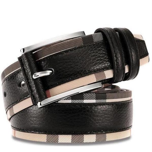 

2021 luxury genuine leather belt for men and women fashion pin buckle plaid belt cowhide designer belts351z, Black;brown