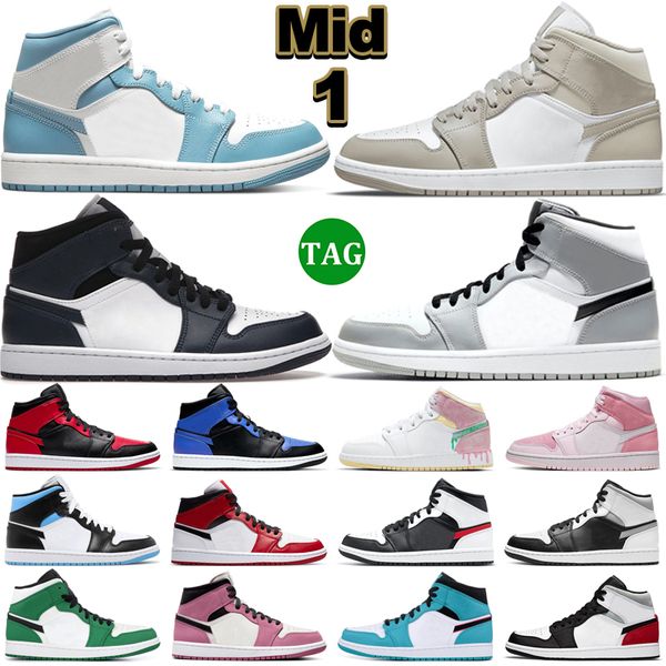

1 jumpman mid basketball shoes 1s men women linen armory navy bred light smoke grey shadow hyper royal digital pink fearless unc mens