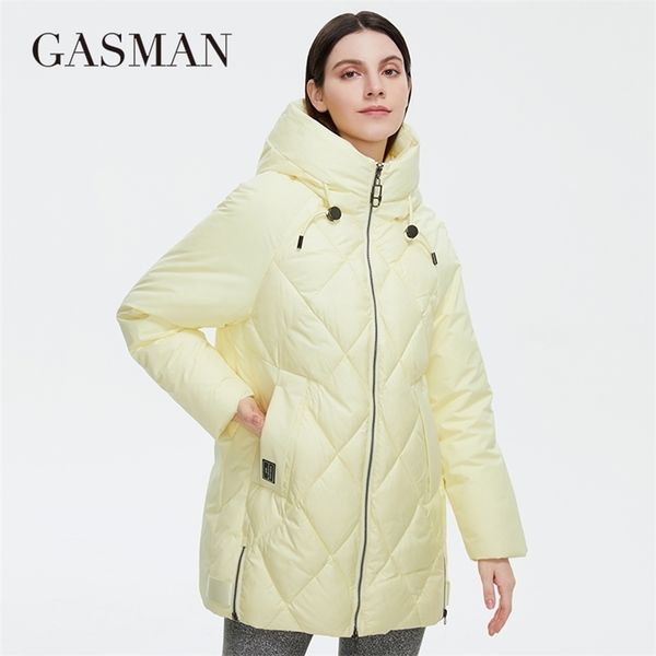 

womens down parkas gasman winter down jacket collection fashion solid standup collar women coat elegance hooded womens jackets 8198 220914, Black