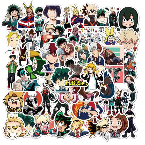 

50pcs cartoon my hero academia anime stickers graffiti lapphone izuku midoriya might boku character decal