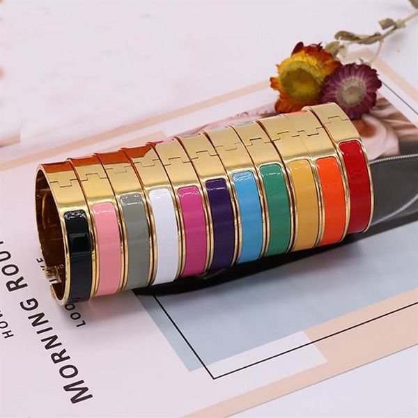 

12mm fashion titanium steel charm bangle bracelets for lady girls gift jewelry enamel rainbow women jewelry bangles bracelet255t, Black