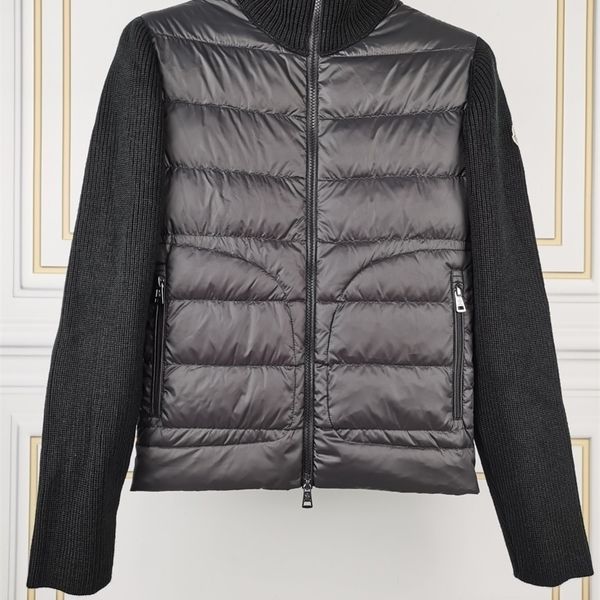 

mens down parkas autumnwinter standup collar knit down jacket for men and women 220914, Black