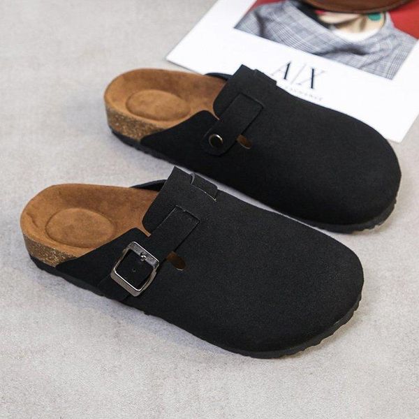 

Women Suede Platform Clog Home Shoesslippers Fashion Wedges Heel Cork Mules Non Slip Sole Buckle Outdoor, Grey