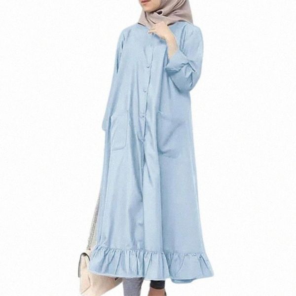 

casual dresses ruffle hem maxi dress solid color round neck long sleeve with pocket women accessory for working z9iw#, Black;gray