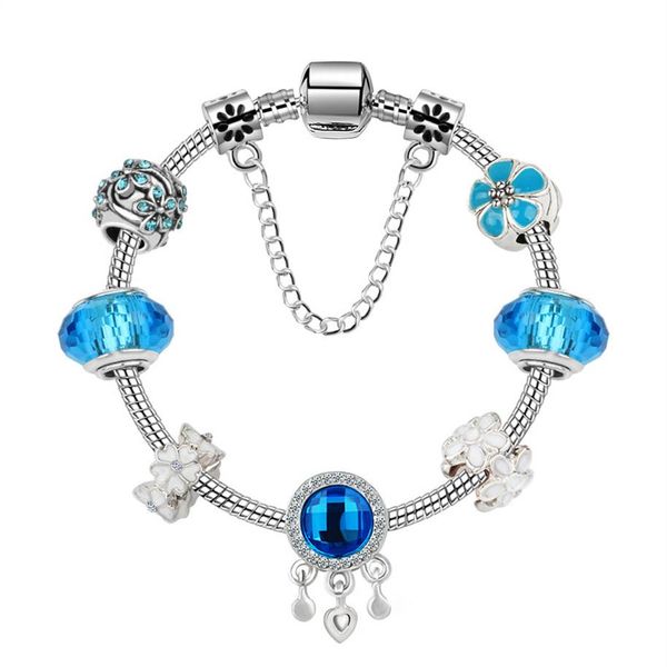 

new 2020 blue alloy zircon bracelet women dreamcatcher glass bead bracelet fashion diy selling beads bracelets female gift wit302l, Golden;silver