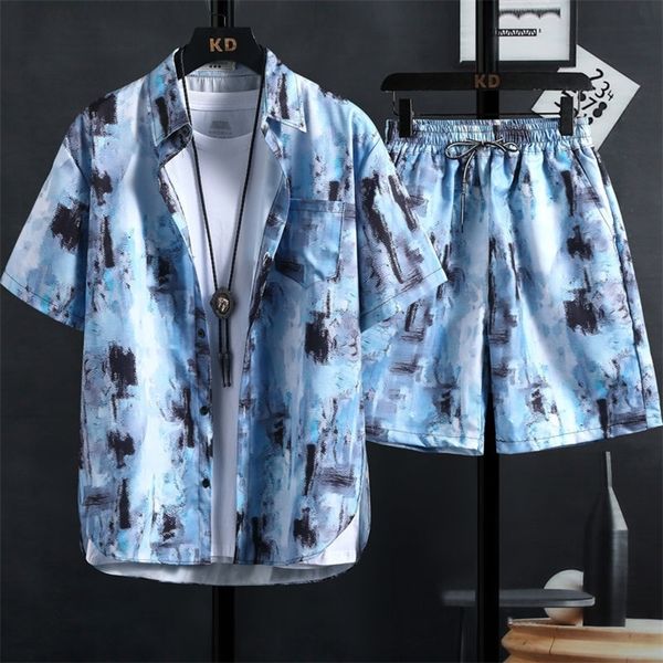 

men's tracksuits hawaiian shirt set men beach clothes printing tracksuit 2 piece set fashion clothing men streetwear casual clothing me, Gray
