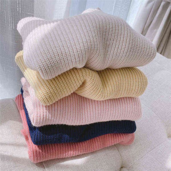 

solid color baby girls soft wool knitted sweater for children's clothes 2022 spring autumn kids cashmere pullover sweaters 0913, Blue